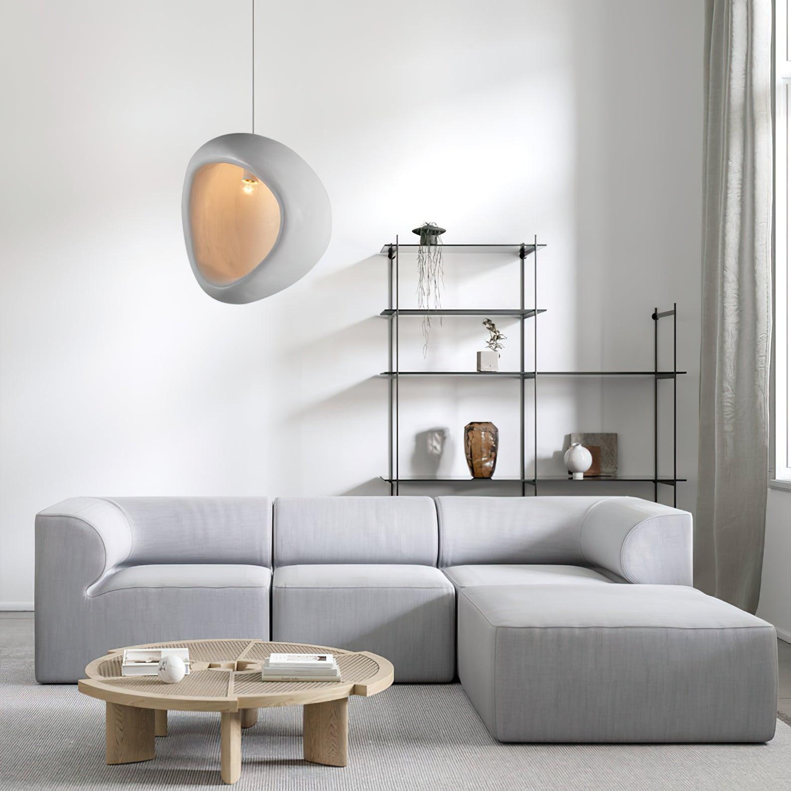 Seo Pendant Lamp Plaster Organic Hollow Teardrop Wabi Sabi-Neutral Decor