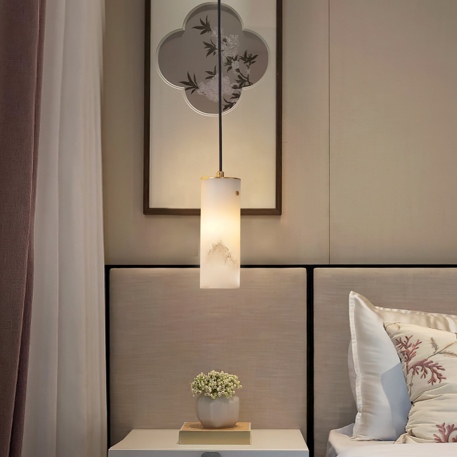 Lyvina Vertical Alabaster Pendant Light-Neutral Decor