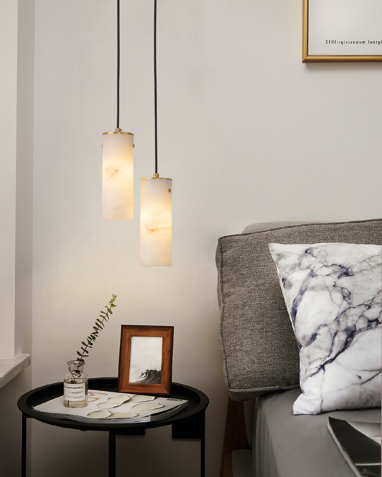 Lyvina Vertical Alabaster Pendant Light-Neutral Decor