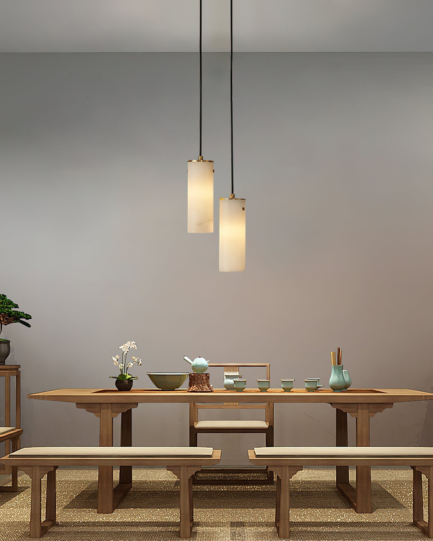 Lyvina Vertical Alabaster Pendant Light-Neutral Decor
