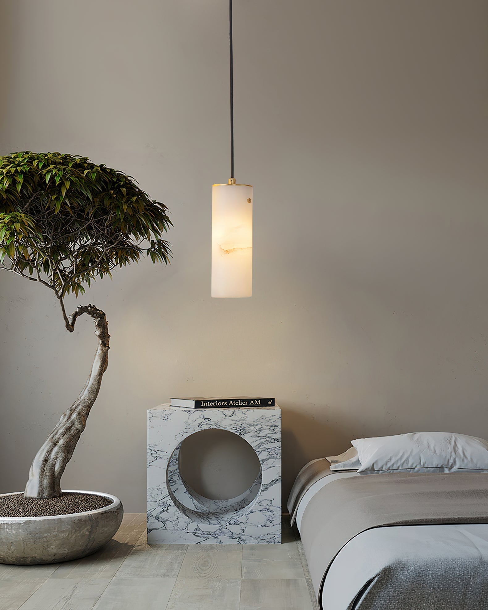 Lyvina Vertical Alabaster Pendant Light-Neutral Decor