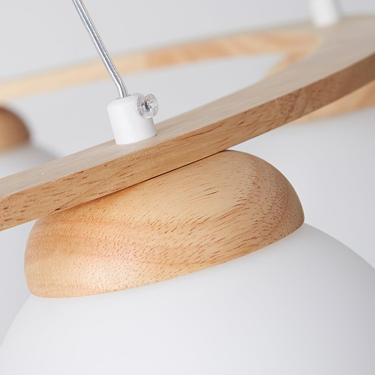 Aelion Chandelier Wood Ring Opal Glass Globes-Neutral Decor