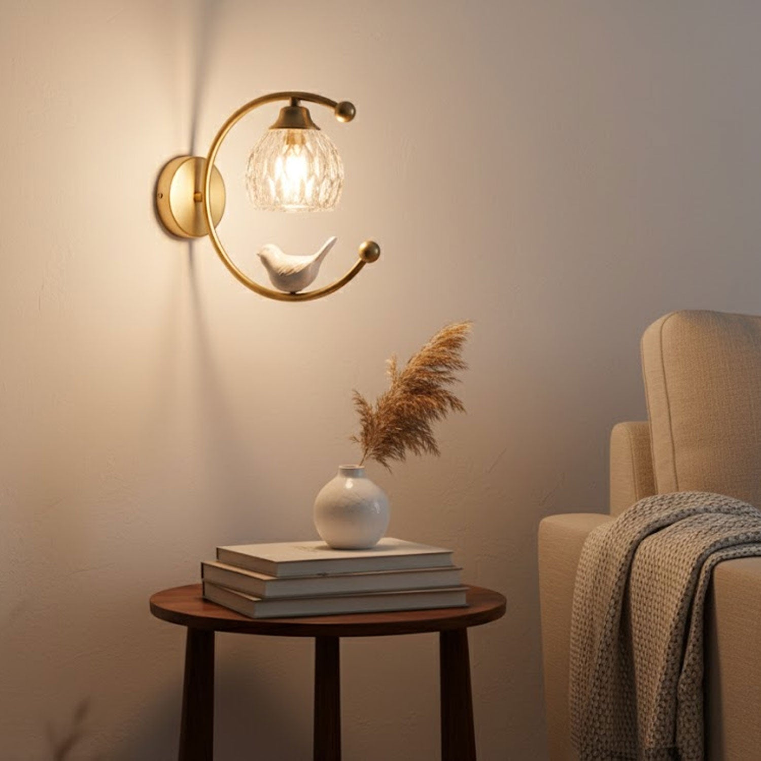 Felix Linearo Artistic Ceramic Bird Wall Lamp-Neutral Decor