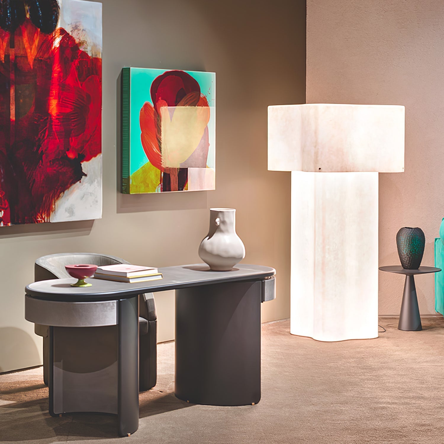 Loneo Minimalist FRP Floor Lamp-Neutral Decor