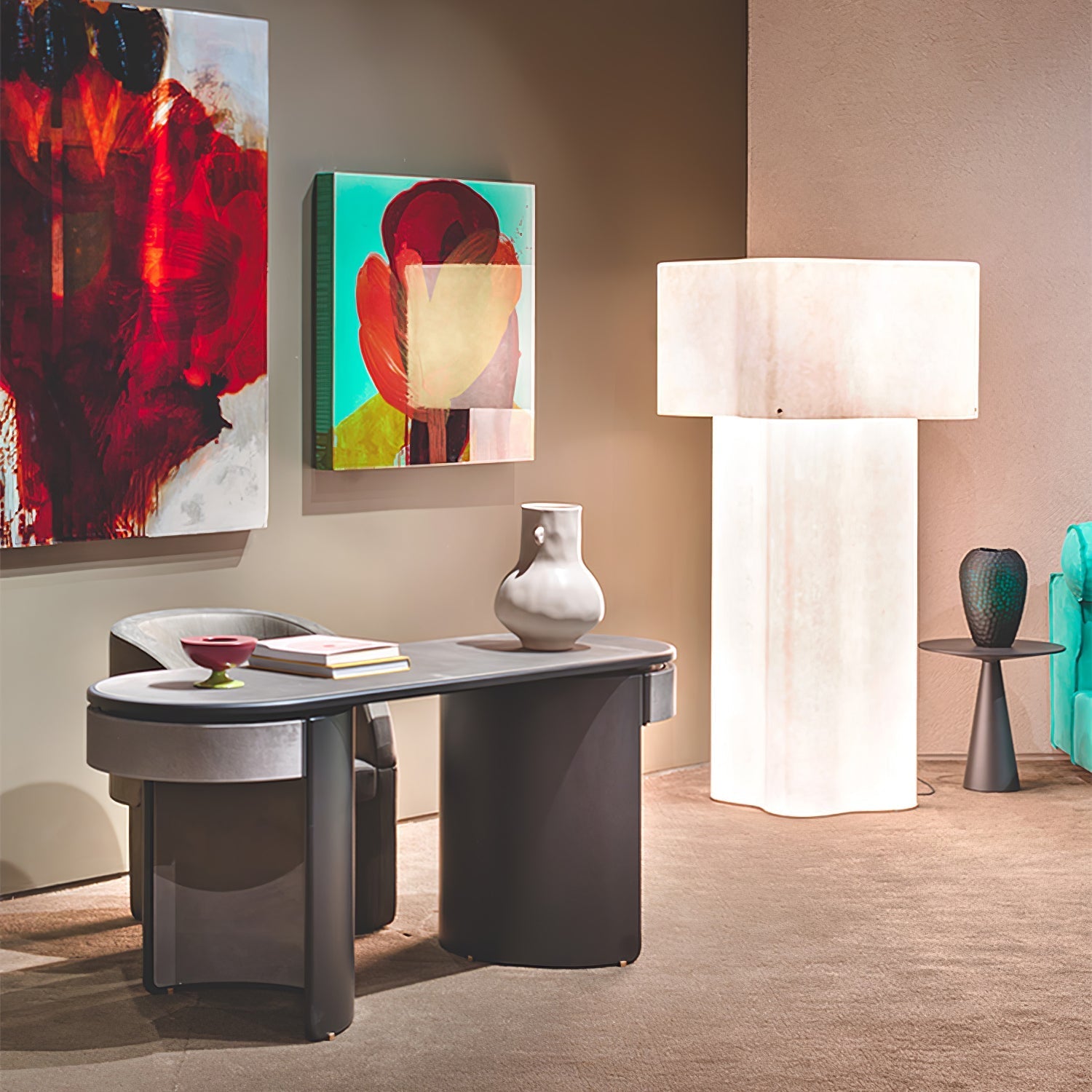 Loneo Minimalist FRP Floor Lamp-Neutral Decor