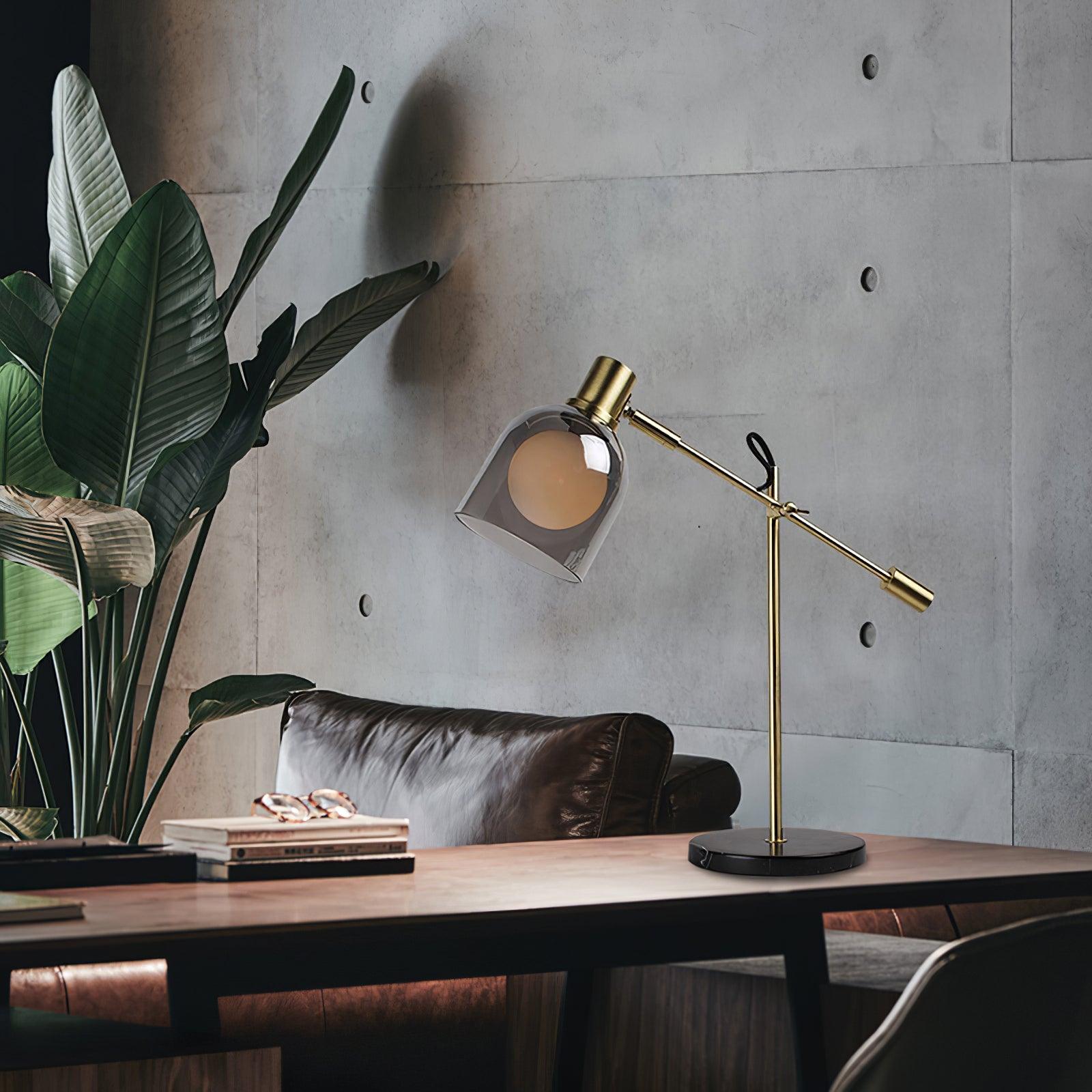 Locor Marble Industrial Table Lamp-Neutral Decor