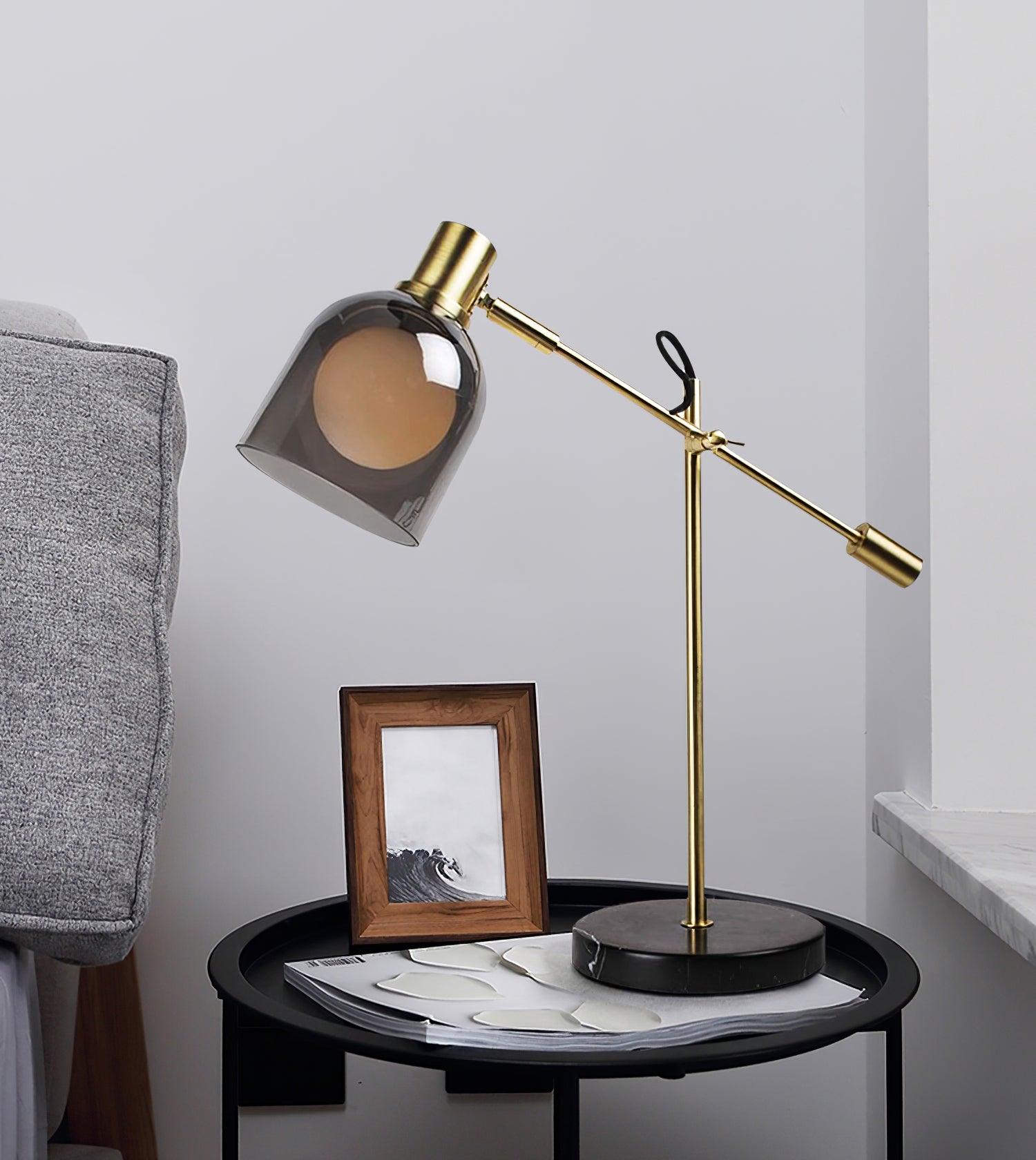 Locor Marble Industrial Table Lamp-Neutral Decor