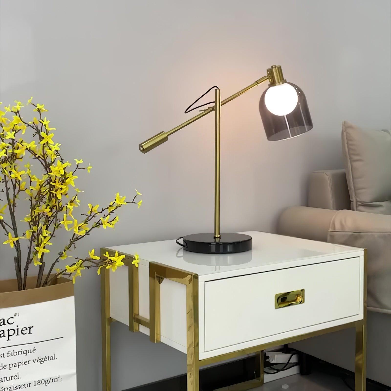 Locor Marble Industrial Table Lamp-Neutral Decor