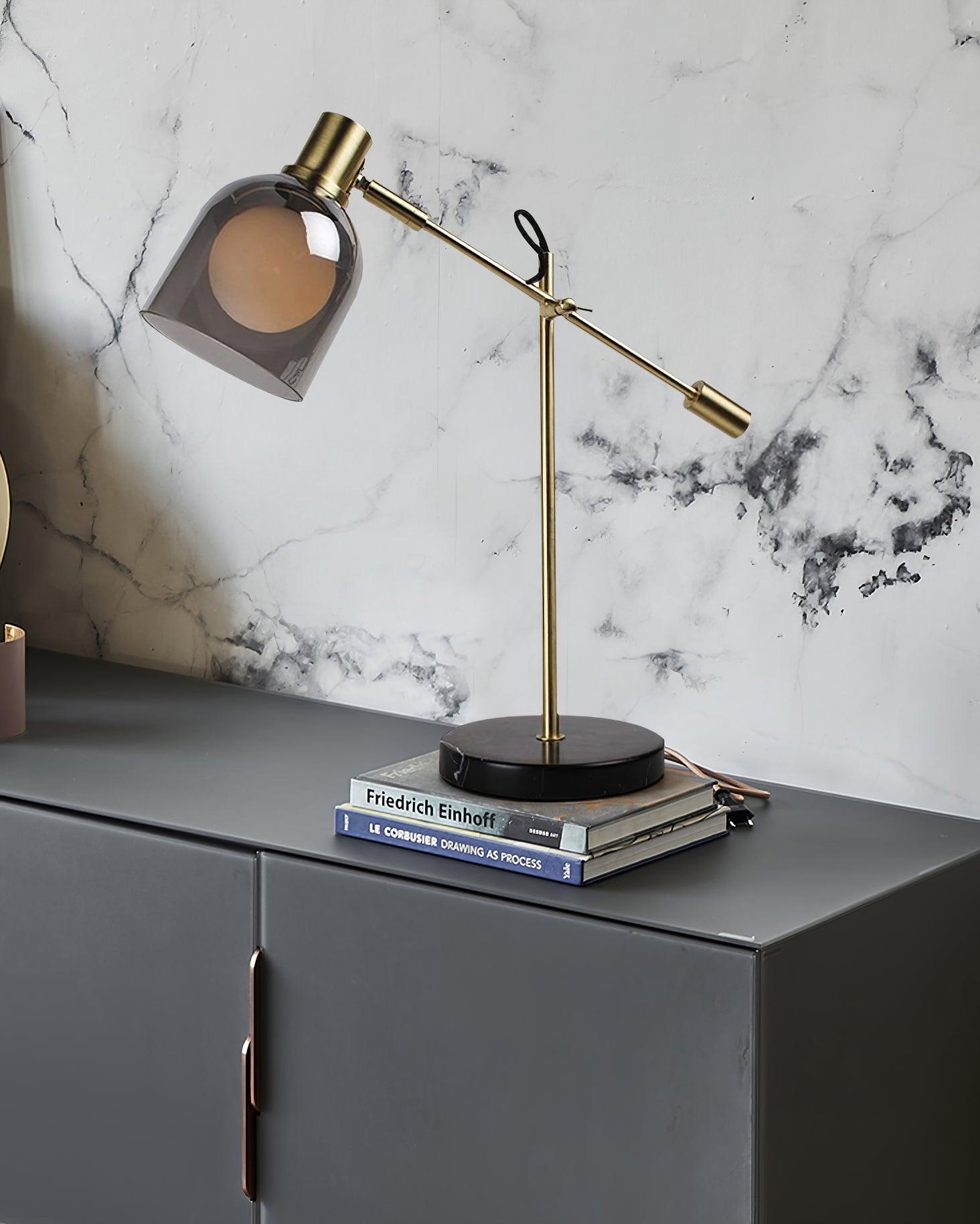 Locor Marble Industrial Table Lamp-Neutral Decor