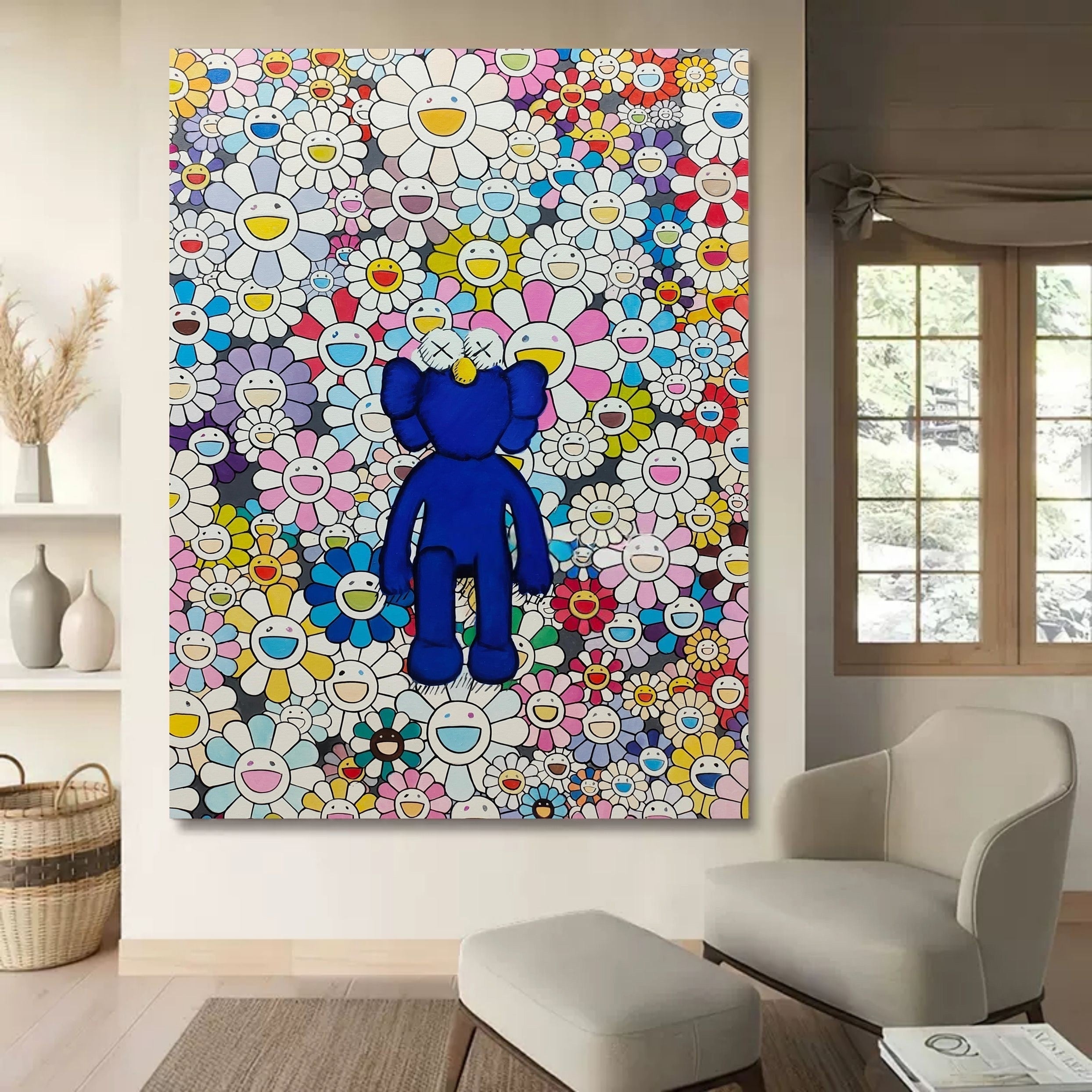Wall Art Blue Kaws Murakami Flower - Neutralighting