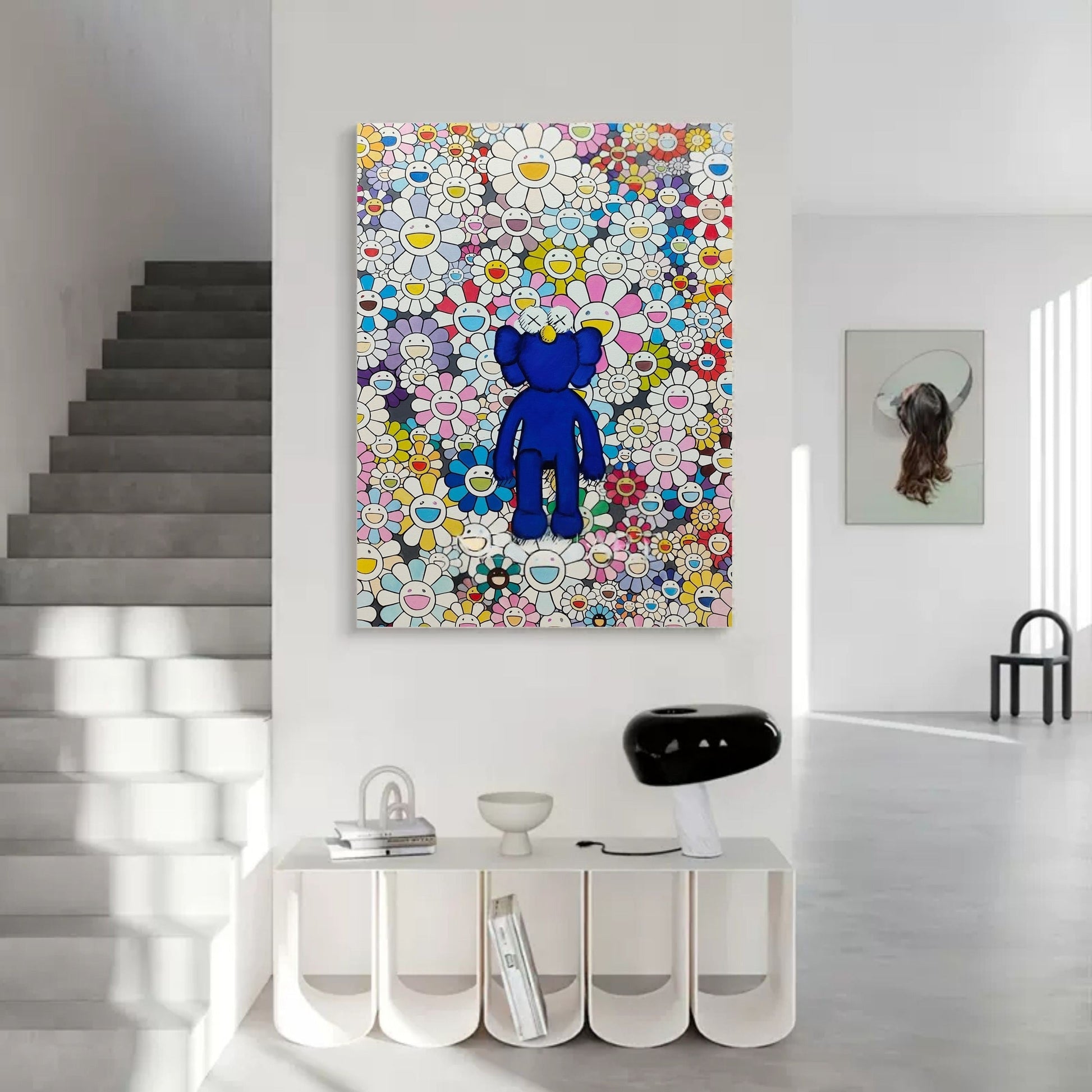 Wall Art Blue Kaws Murakami Flower - Neutralighting
