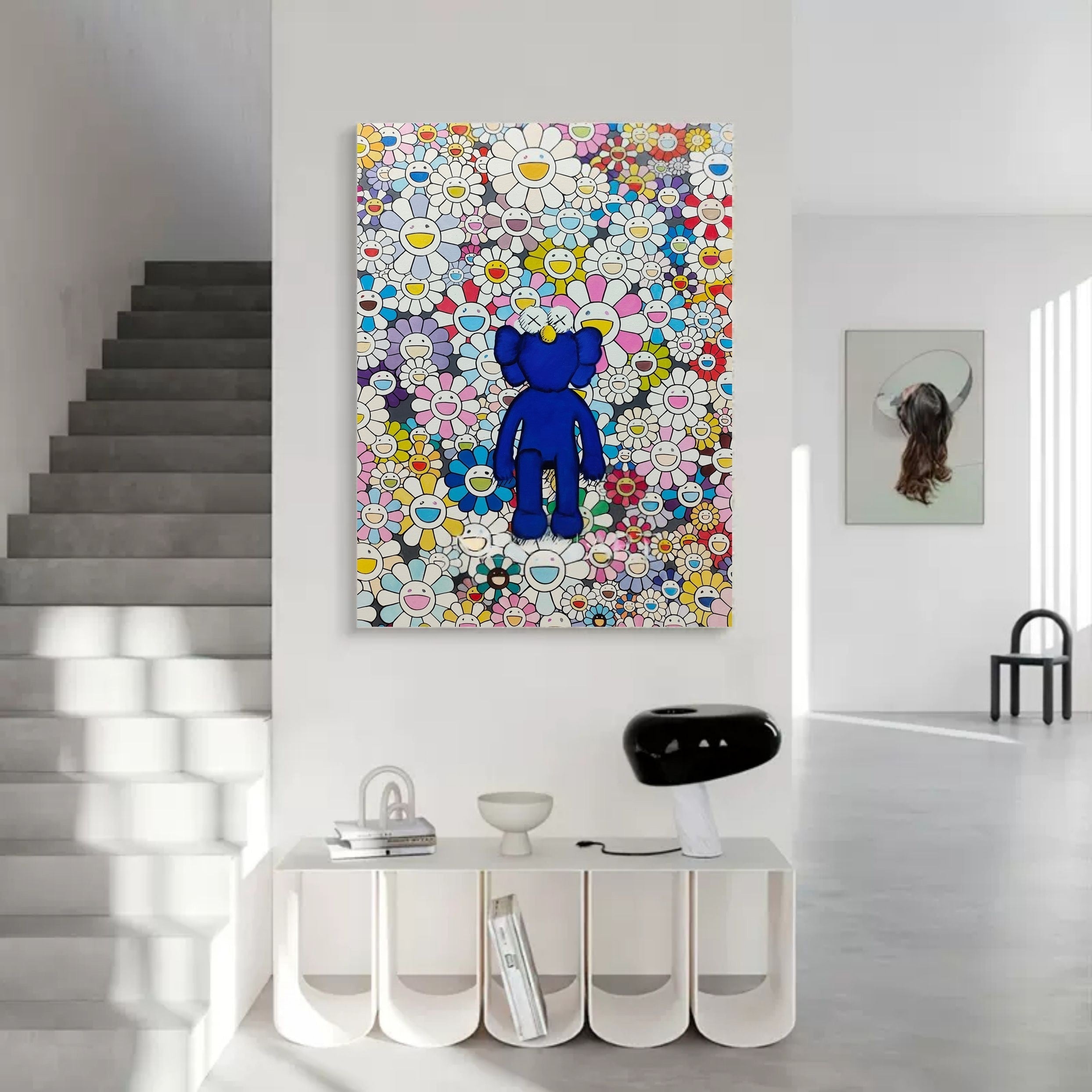Wall Art Blue Kaws Murakami Flower - Neutralighting