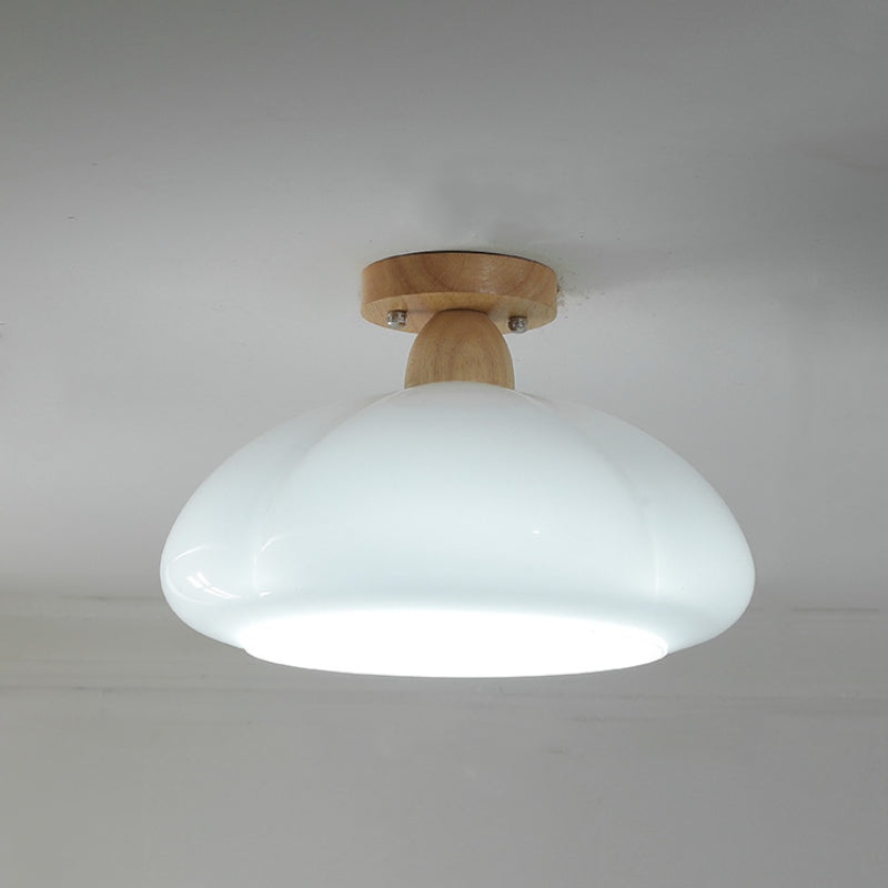 Valentina Modern LED Flush Mount Ceiling Light Glass Wood Living Room - Neutral Decor