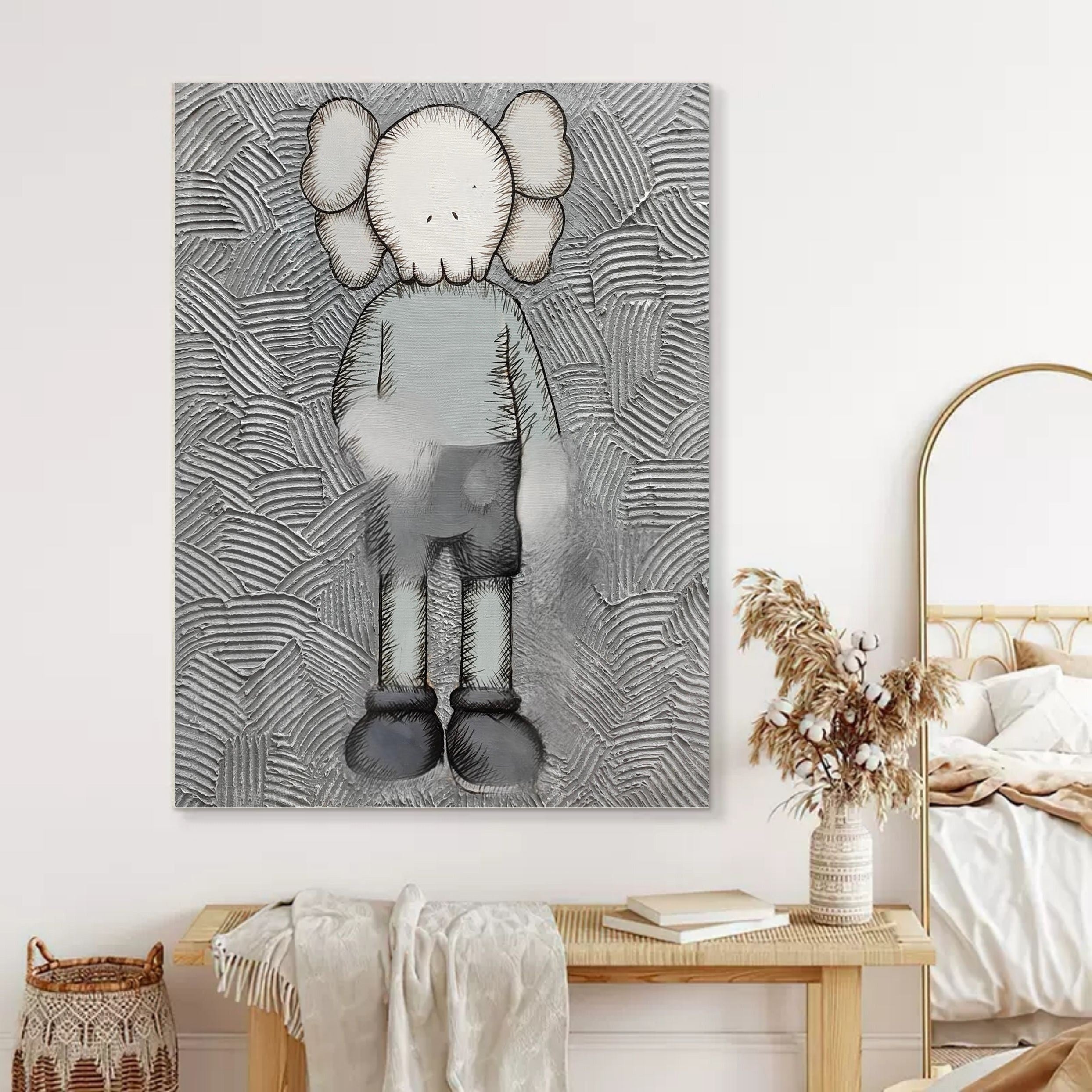 Kaws Companion with Pink Doll Pop Art Painting - Neutralighting