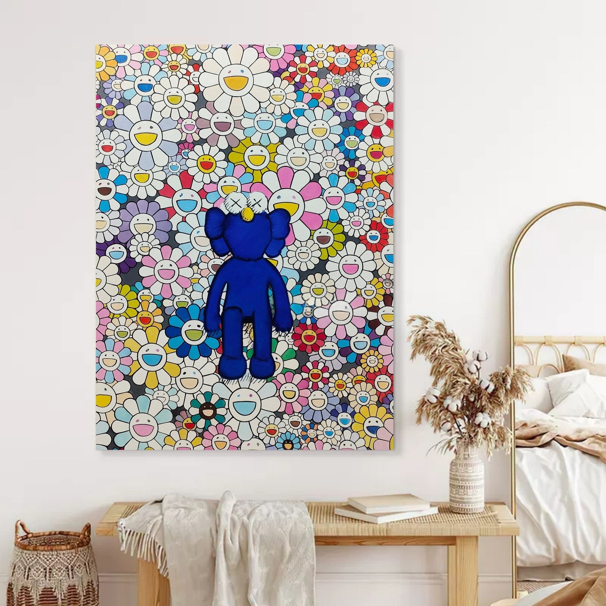 Wall Art Blue Kaws Murakami Flower - Neutralighting