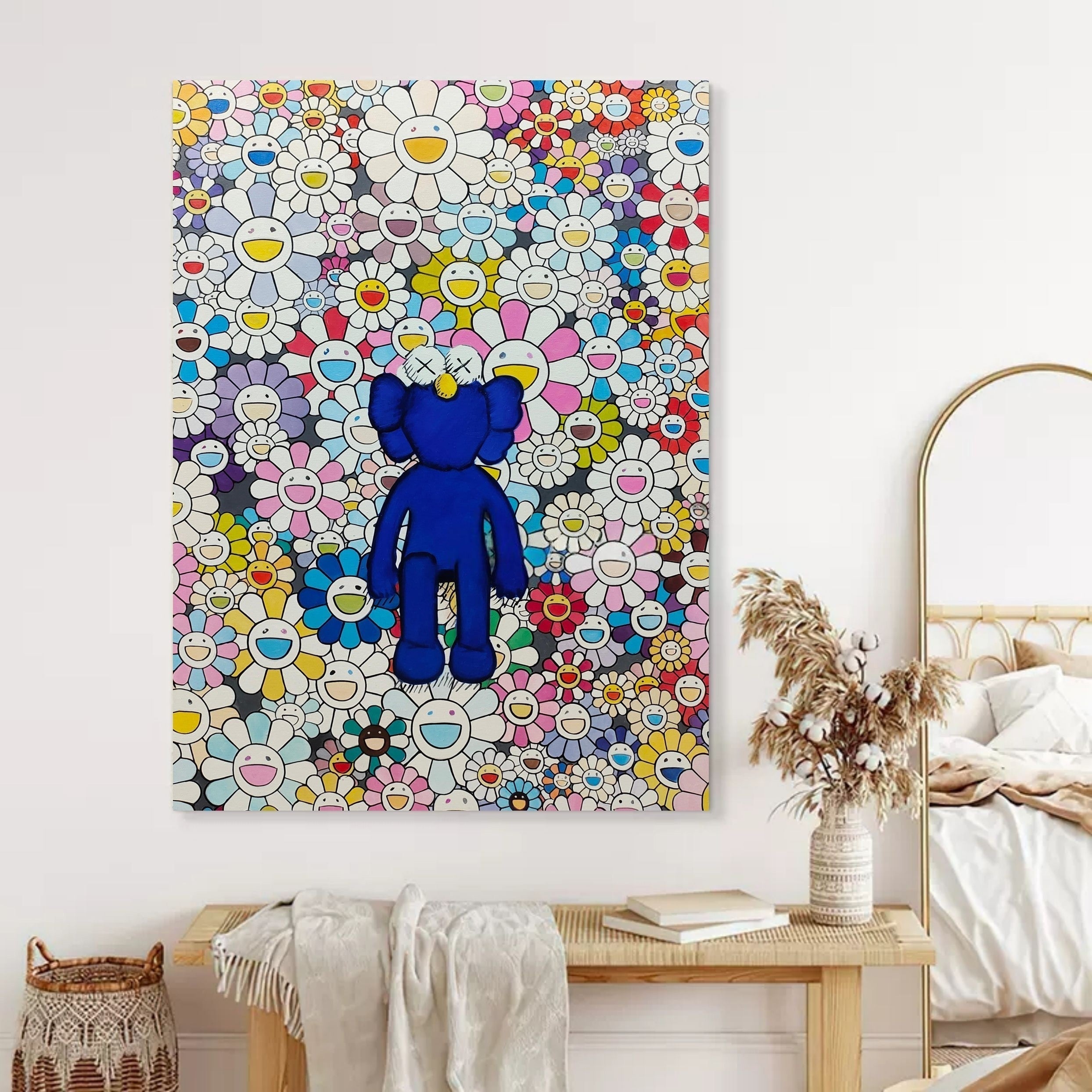 Wall Art Blue Kaws Murakami Flower - Neutralighting