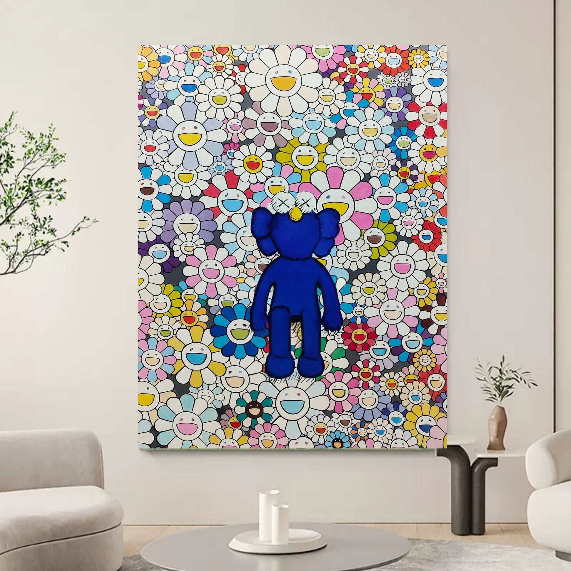 Wall Art Blue Kaws Murakami Flower - Neutralighting