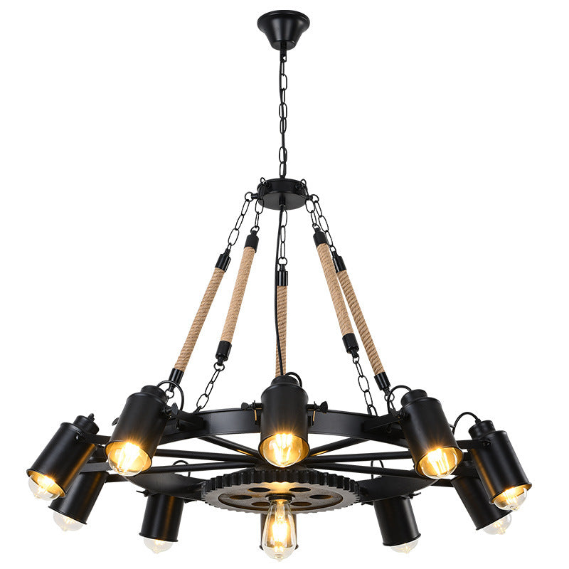 Epoch Industrial LED Pendant Light Black Metal/Rope Cafe/Bar - Neutral Decor
