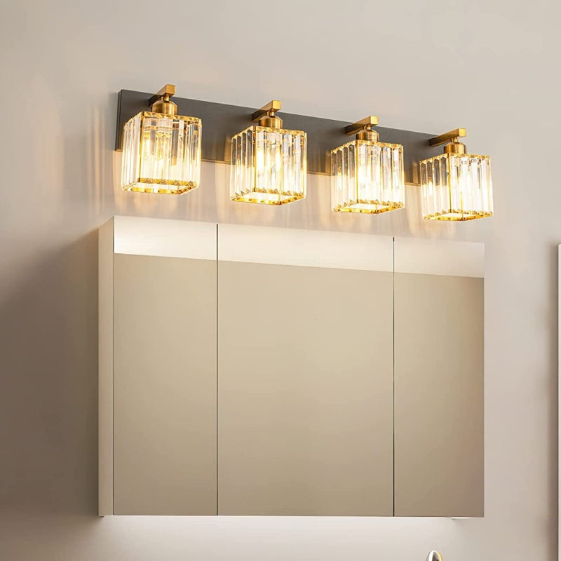 Kristy Vintage LED Metal/Crystal Wall Lamp For Mirror, Gold - Neutral Decor