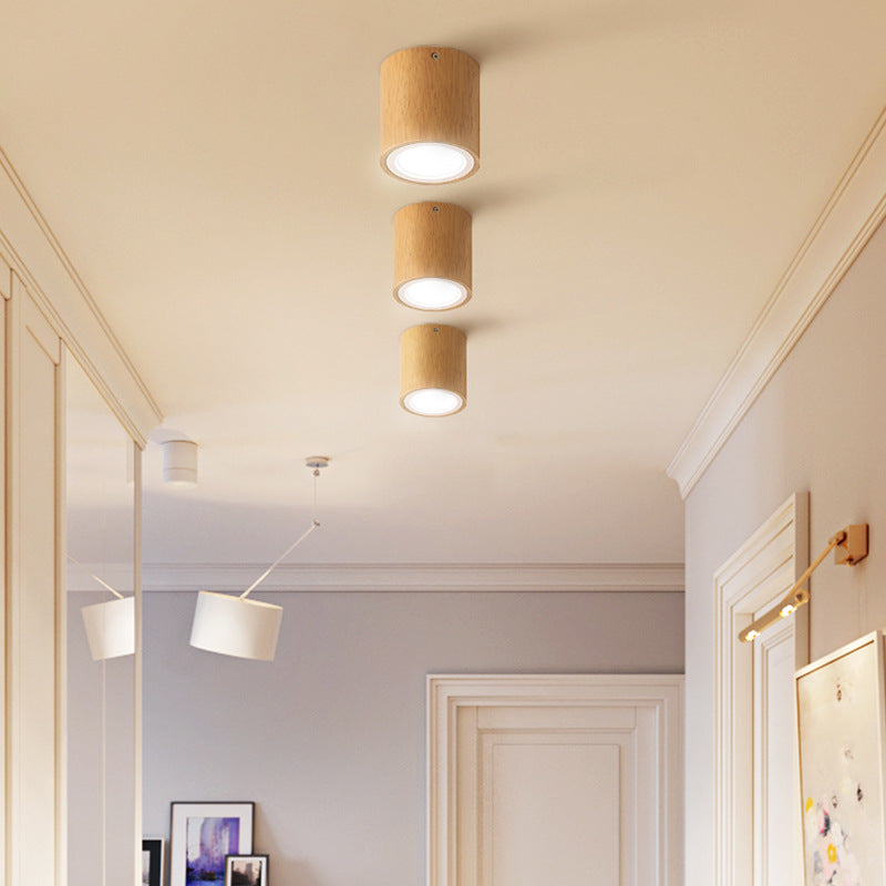 Muto Modern Wood Ceiling Light, Cylindrical, Corridor/Balcony - Neutral Decor
