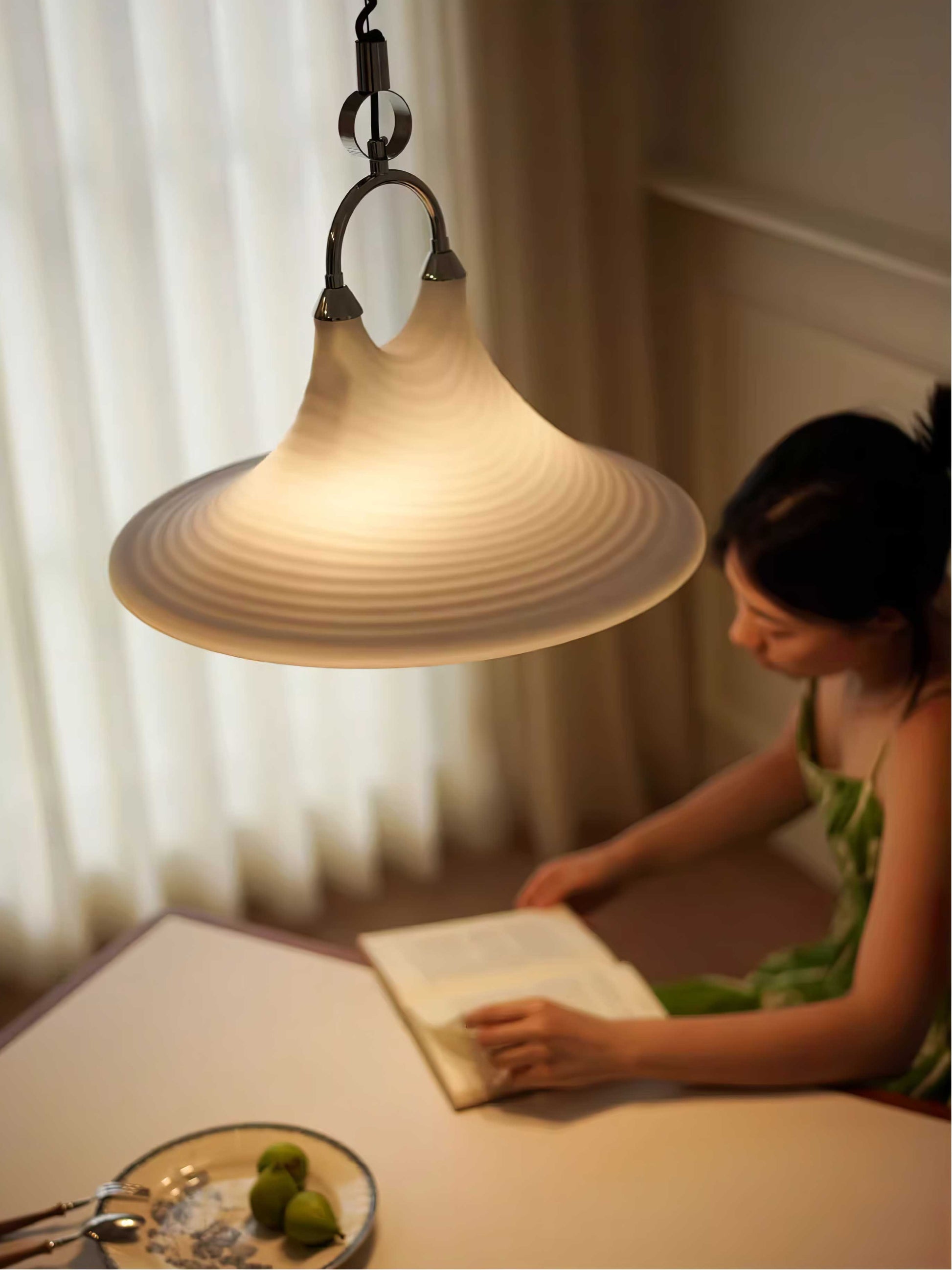 Aurmiros Modern Minimalist Swirl Glass Pendant Light-Neutral Decor