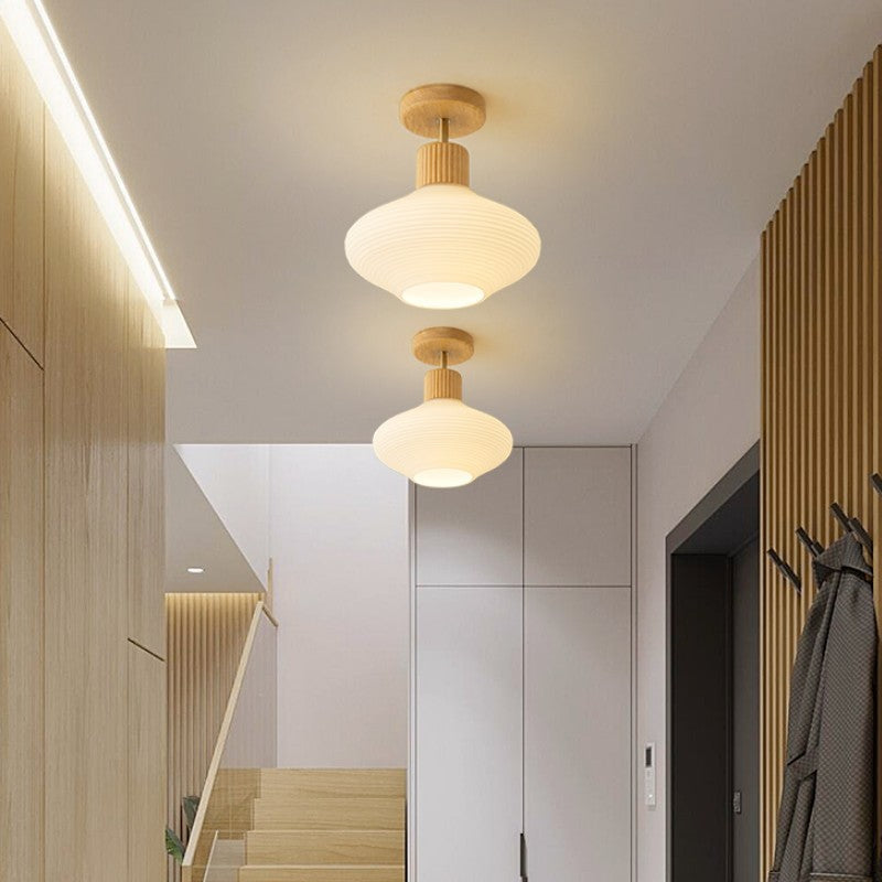 Arisha Minimalist Flush Mount Ceiling Light Wood/Walnut Hallway - Neutral Decor