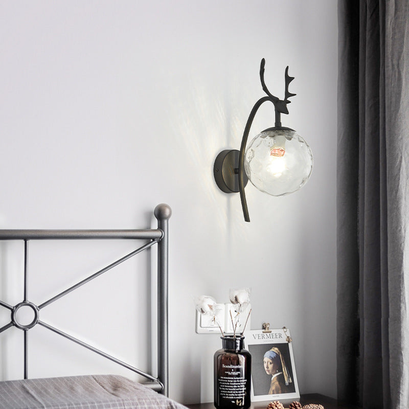 Valentina Modern Art-Deco Deer Bedside Wall Lamp, Black/Gold - Neutral Decor
