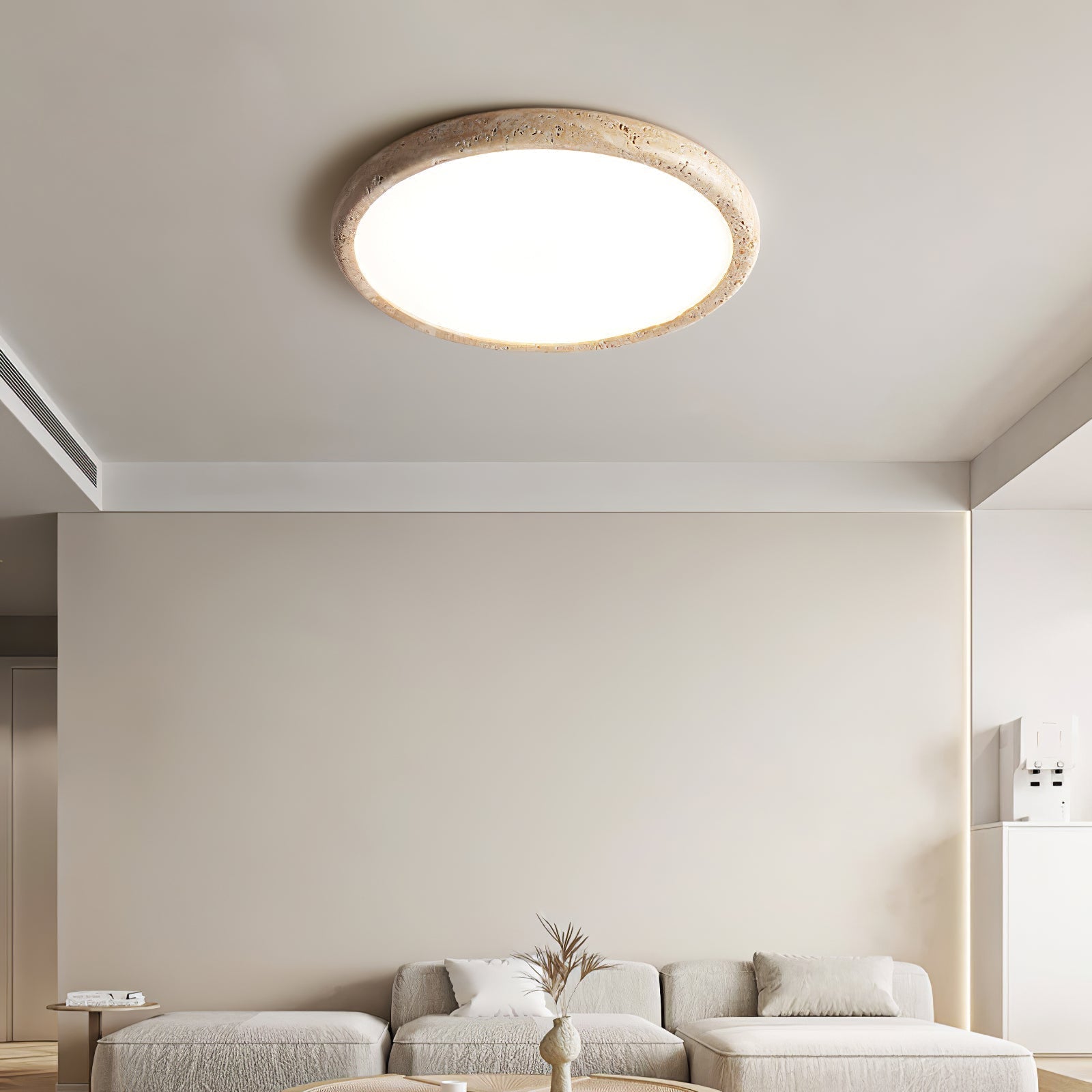 Dira Ring Frame Travertine Ceiling Light-Neutral Decor