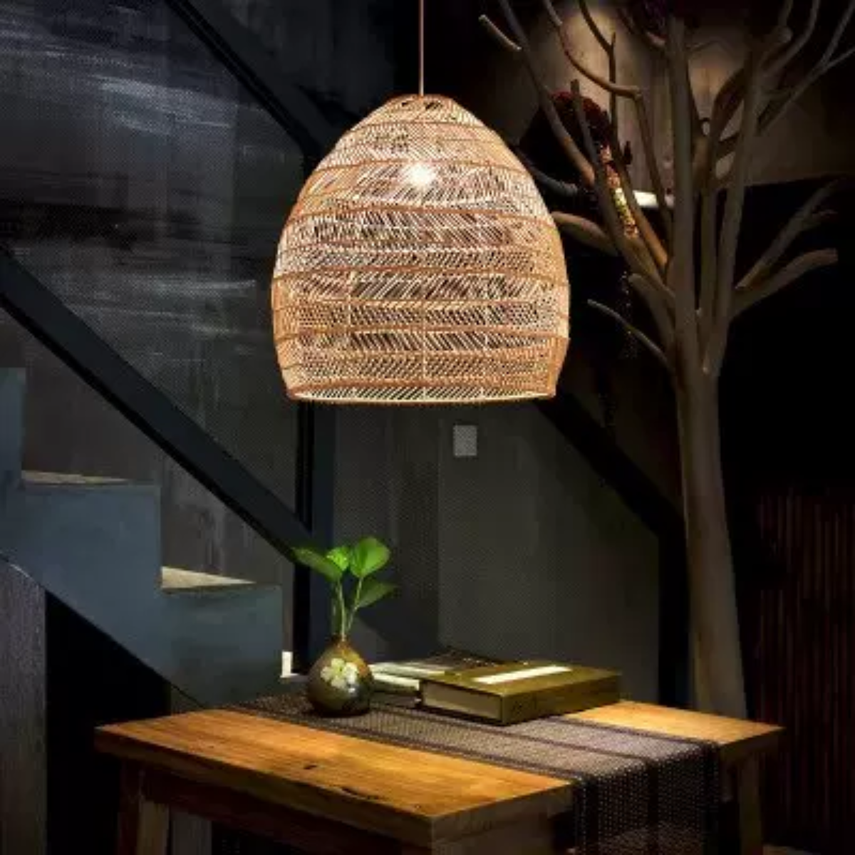 Muto Design Retro LED Pendant Light Black/Wood Wood Bedroom/Living Room/Study Room/Hall - Neutral Decor
