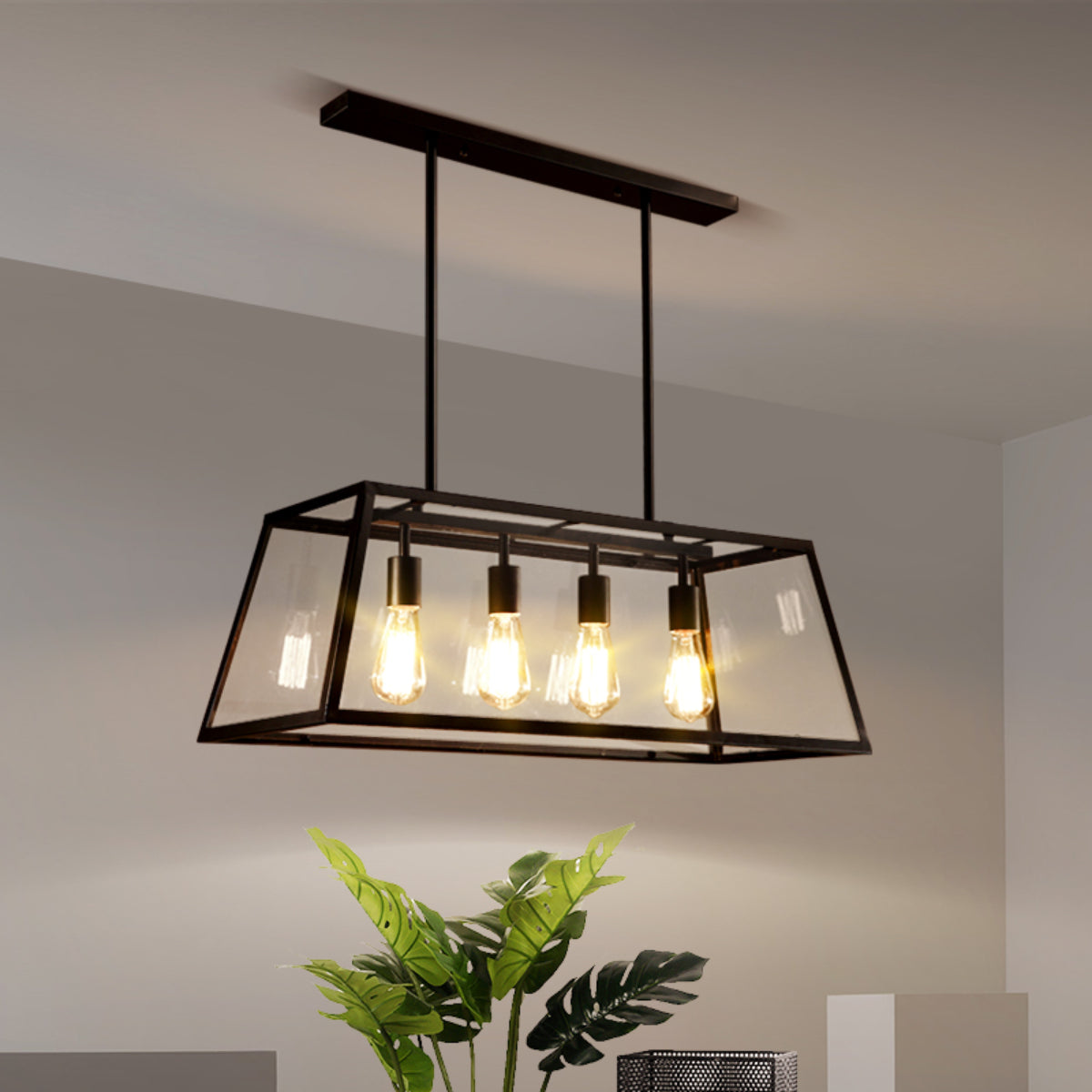Epoch Industrial LED Modern Pendant Light Black/Glass Metal Kitchen/Bedroom/Living Room - Neutral Decor