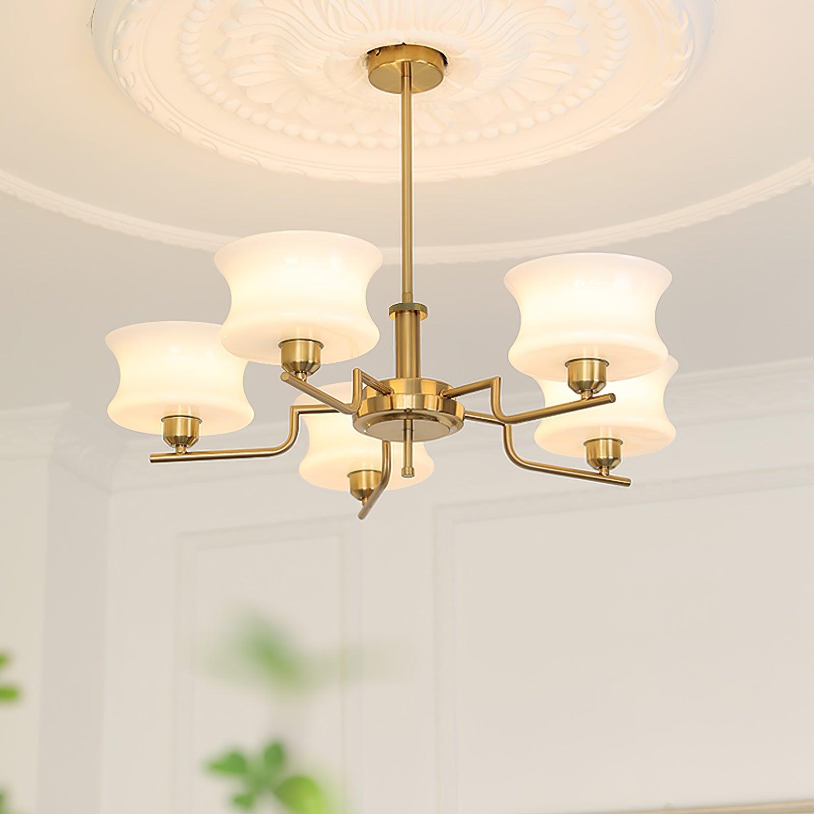 Lustra Chandelier Natural Gold Vintage Glass-Neutral Decor