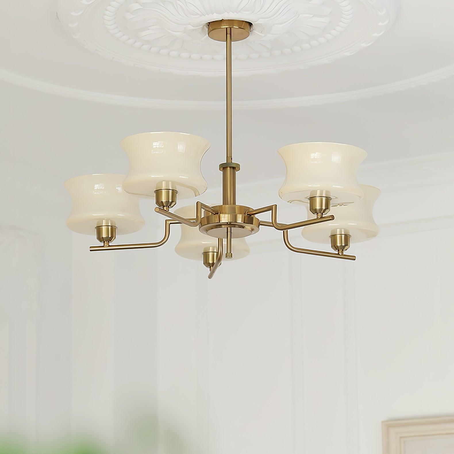 Lustra Chandelier Natural Gold Vintage Glass-Neutral Decor