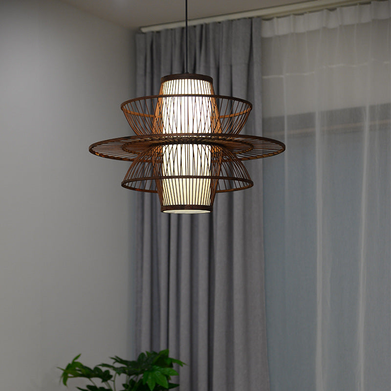 Muto Lotus-Shaped Rattan Pendant Light - Neutral Decor