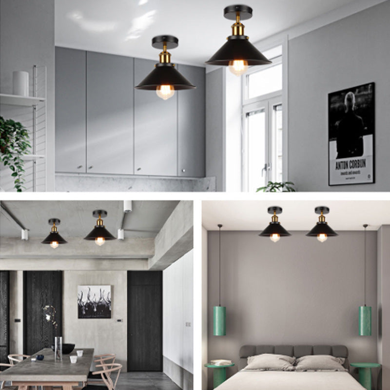 Austin Industrial Cone Metal Ceiling Light, Black - Neutral Decor
