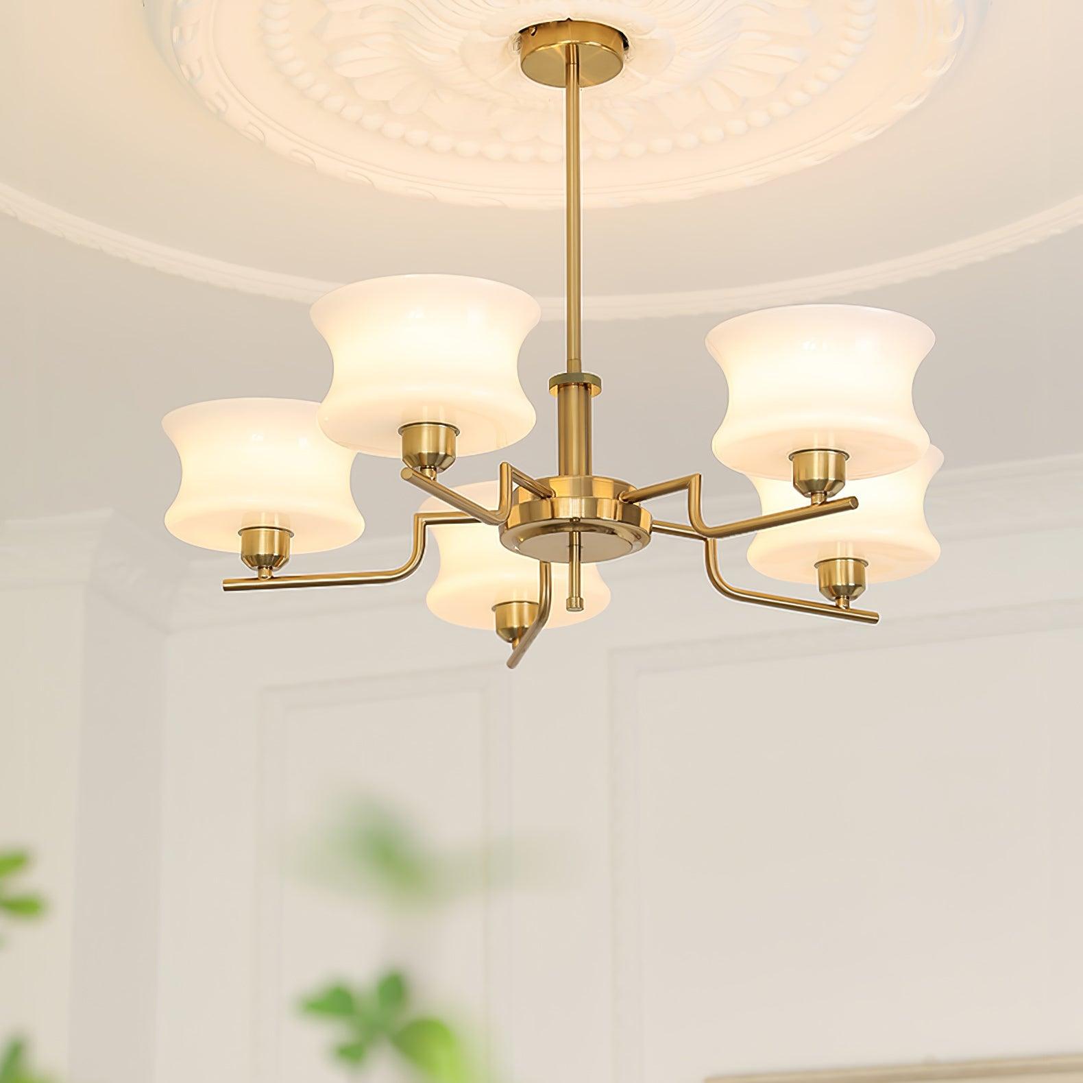 Lustra Chandelier Natural Gold Vintage Glass-Neutral Decor