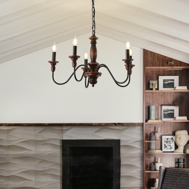 Silva Industrial Design LED Indoor Pendant Light Brown Wood Metal Bedroom/Living Room/Kitchen Island - Neutral Decor