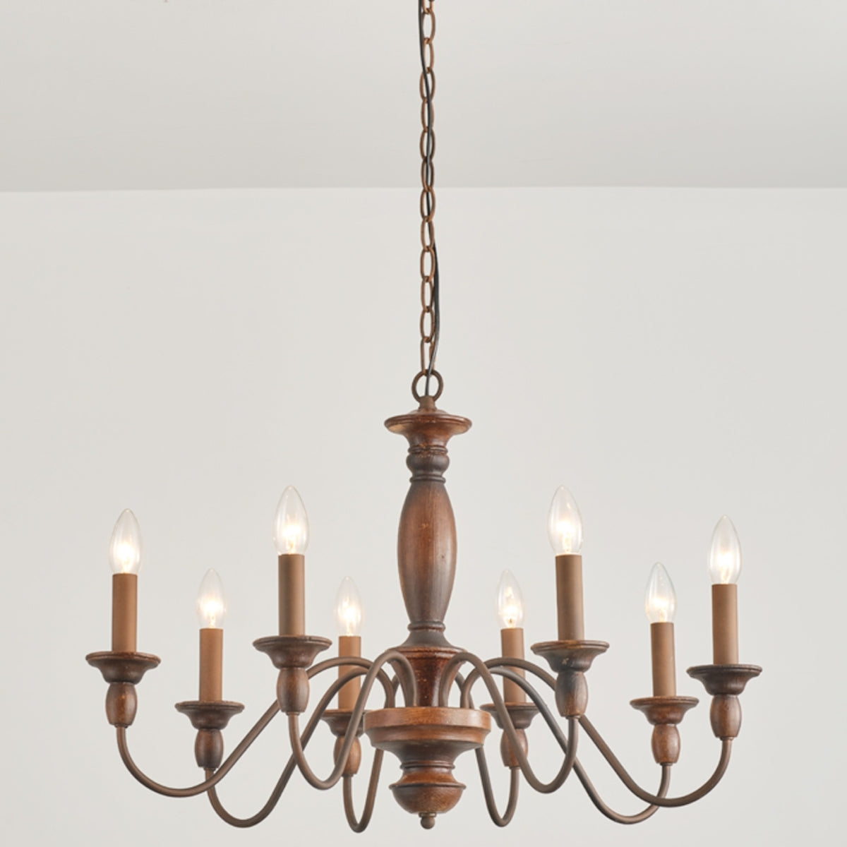 Silva Industrial Design LED Indoor Pendant Light Brown Wood Metal Bedroom/Living Room/Kitchen Island - Neutral Decor