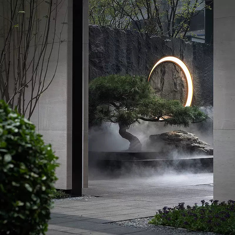 Ray Art Deco Ring Metal Lunar Glow Outdoor Wall Light - Neutral Decor
