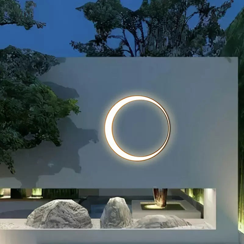 Ray Art Deco Ring Metal Lunar Glow Outdoor Wall Light - Neutral Decor