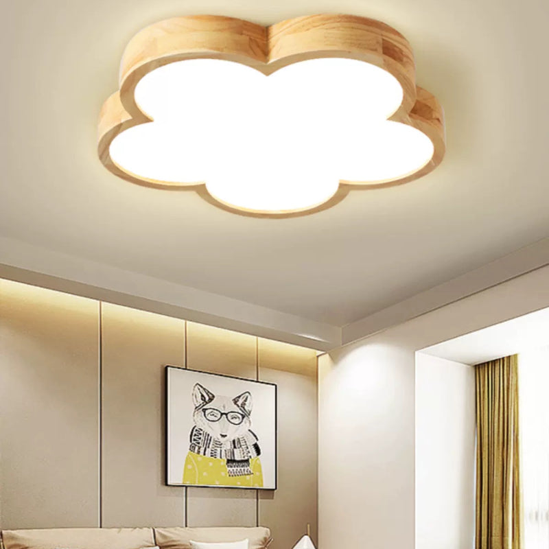 Aria Modern Flush Mount Ceiling Light Wood Living Room/Bedroom - Neutral Decor