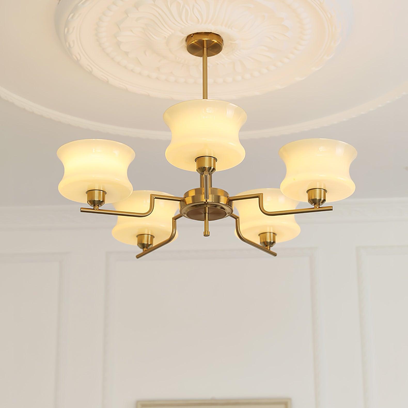 Lustra Chandelier Natural Gold Vintage Glass-Neutral Decor