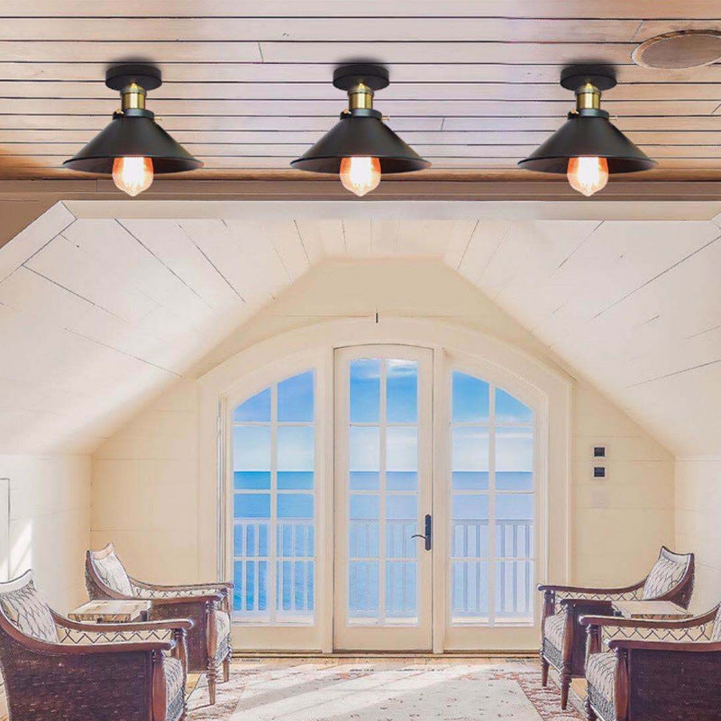 Austin Industrial Cone Metal Ceiling Light, Black - Neutral Decor