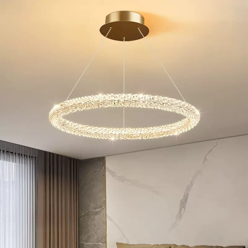 Kristy Art Deco Chandelier, Metal & Crystal, 1/2/3 Ring - Neutral Decor
