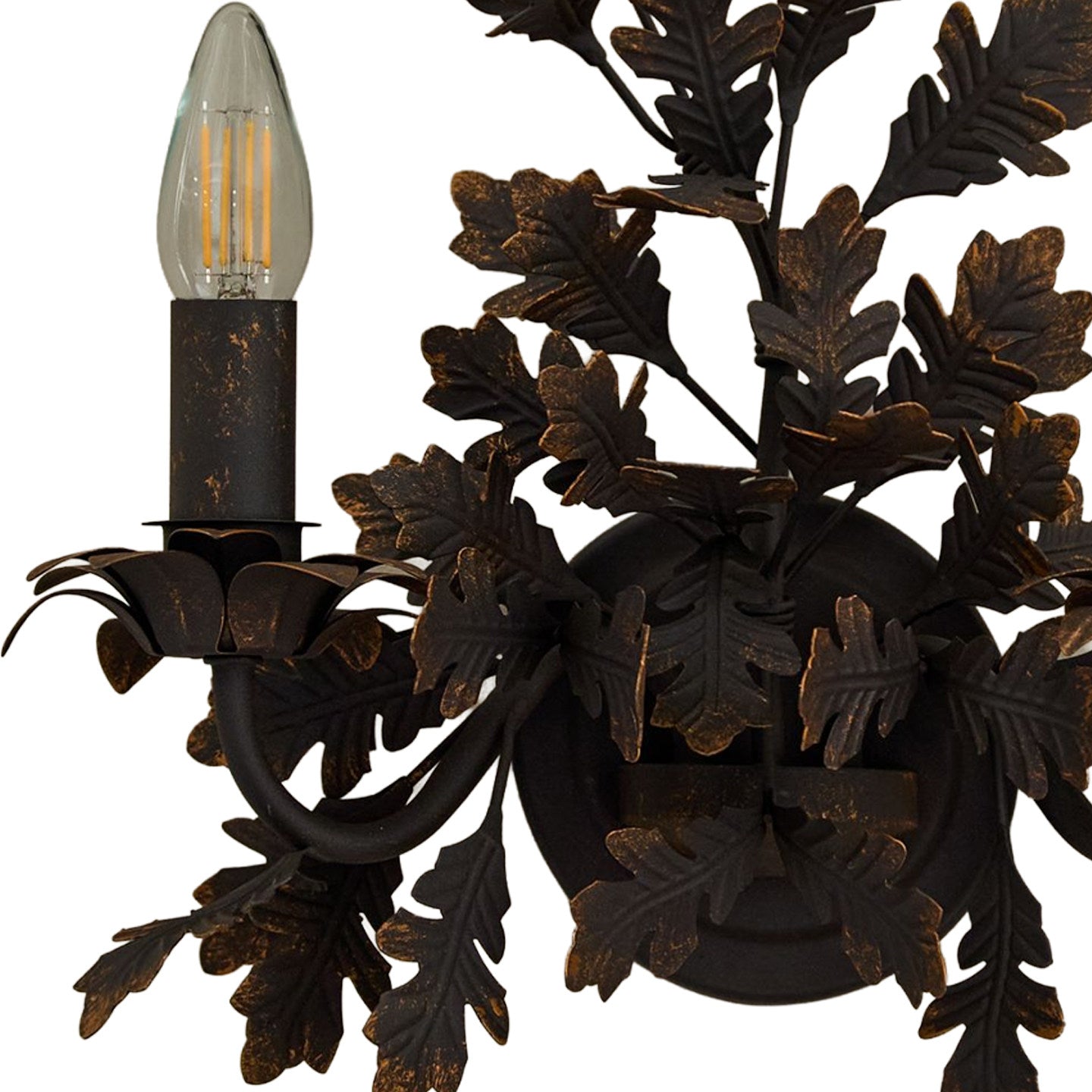Oak Leaf Wrought Sconce-Neutral Decor