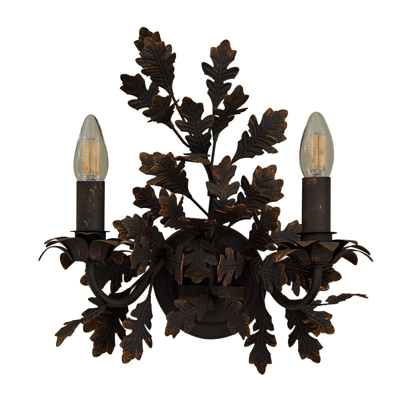 Oak Leaf Wrought Sconce-Neutral Decor
