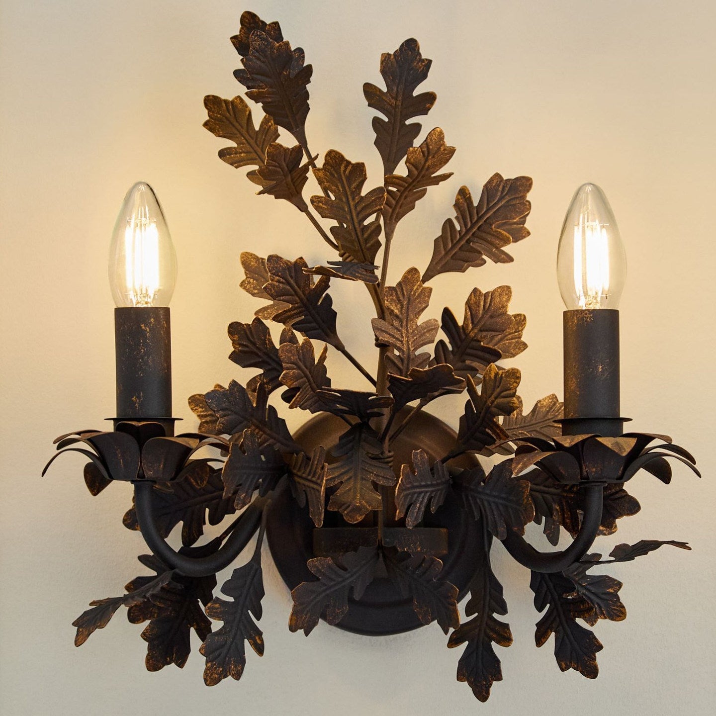 Oak Leaf Wrought Sconce-Neutral Decor