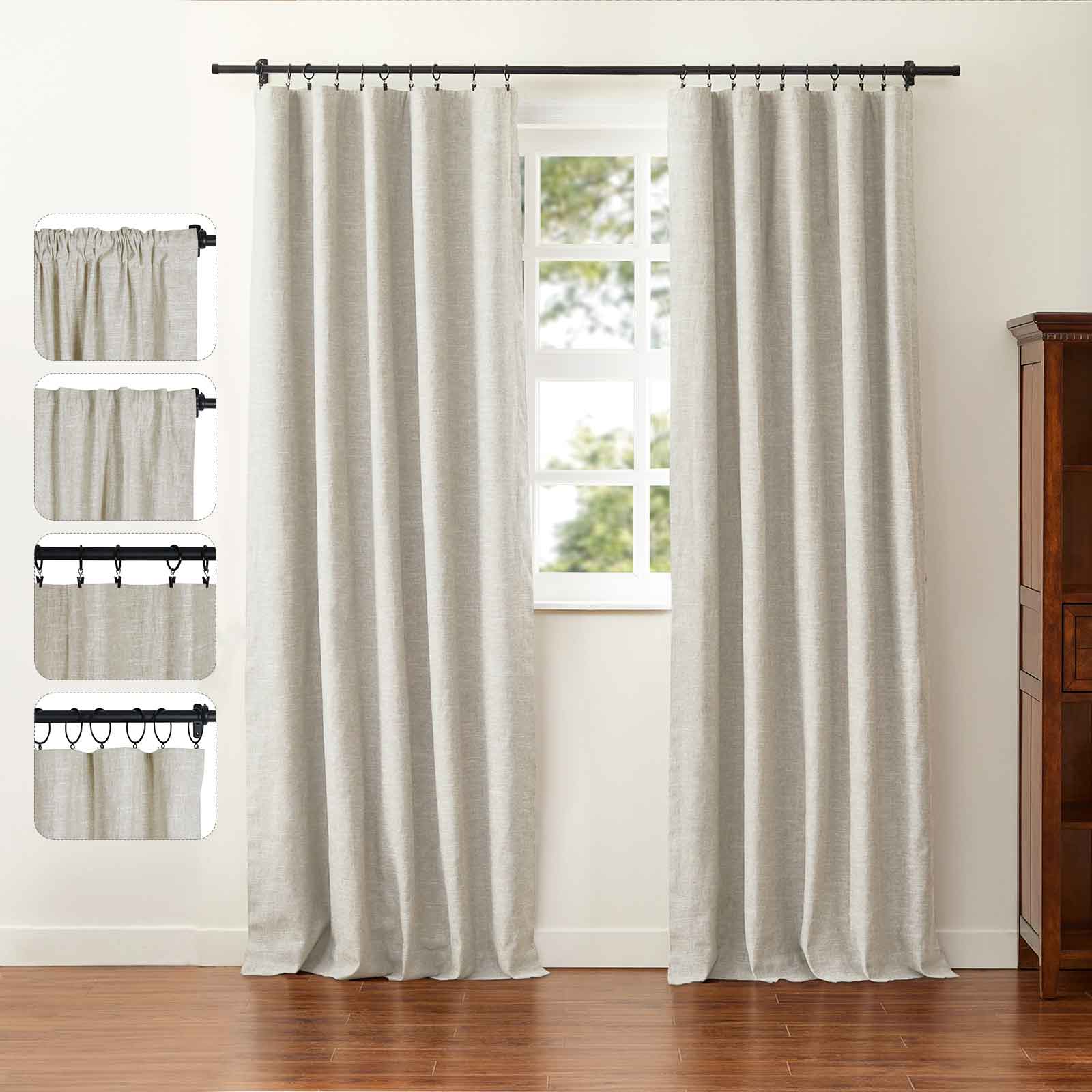 Jenna Linen Curtains & Drapes Soft Top-Neutral Decor