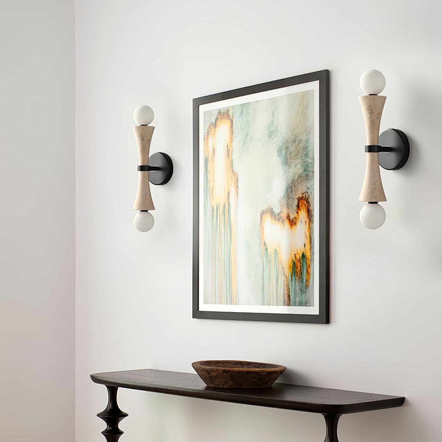Oloriel Sculptural Travertine Wall Light-Neutral Decor