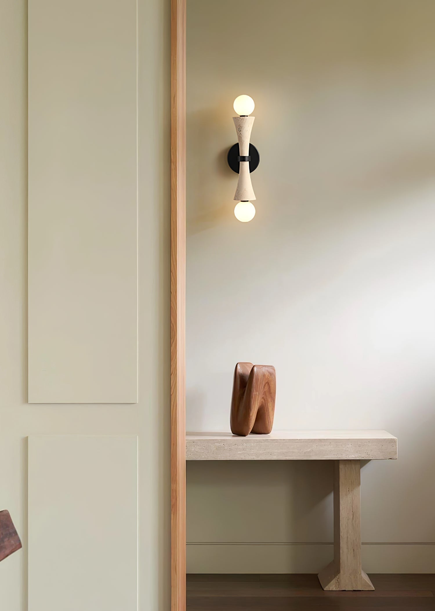 Oloriel Sculptural Travertine Wall Light-Neutral Decor