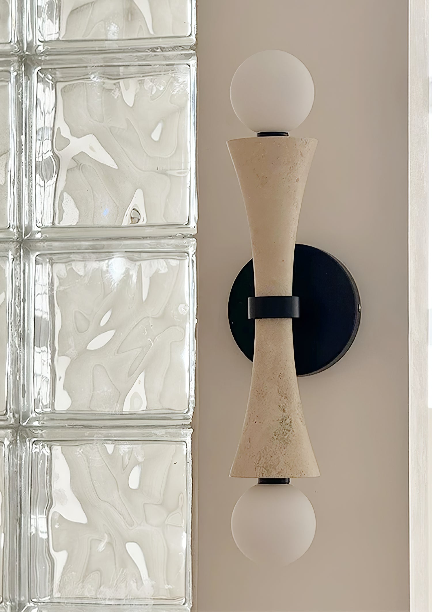 Oloriel Sculptural Travertine Wall Light-Neutral Decor